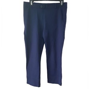 Betabrand Womens Cropped Yoga Work Dress Pants Blue Mid Rise Stretch W0249 Sz. M